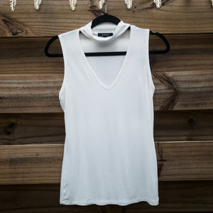 New Ambiance Tank Sz. L White Mockneck Choker A13